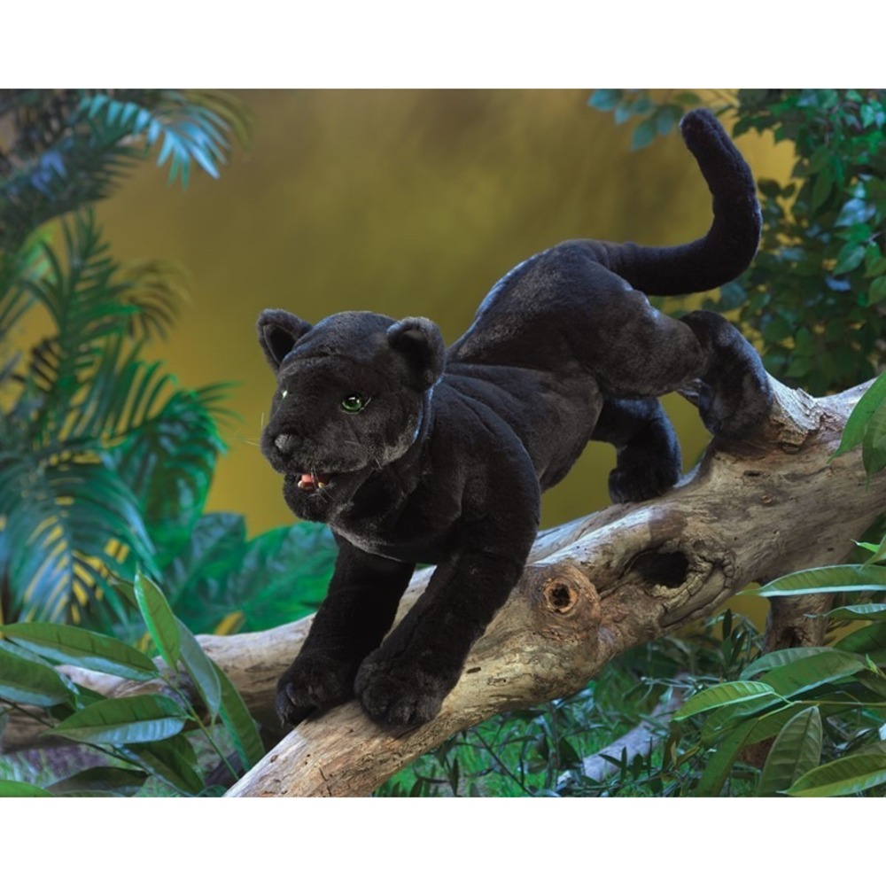 PLUSH SOFT TOY Folkmanis 3155 Black Panther Wild Cat Hand Puppet